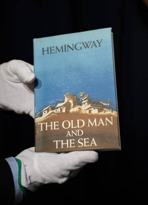 Stockholm 20260123 The American Hemingway connoisseur Curtis DeBerg hands over the Hemingway book The Old Man and the Sea to the Nobel Museum The book has a dedication that is believed to be the la  Copyright: xFredrikxSandberg TTx HEMINGWAYBOK Jjg9IPbKv1Q