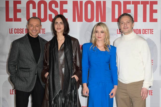 Le cose non dette photocall in Roma, Italy - 23Jan 2026 Stefano Accorsi (l), Miriam Leone (l), Carolina Crescentini (r) and Claudio Santamaria (r) attend the photocall of movie Le cose non dette at Naiadi Hotel. Rome Italy Copyright: xMarioxCartellix xSOPAxImagesx _DSC1066