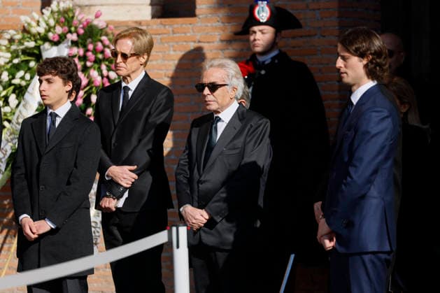Valentino’s funeral arrivals ROME, ITALY - JANUARY 23: Giancarlo Giammetti, Carlos Souza, Charlene Shorto, Sean Souza, Vernon Bruce Hoeksema the fashion designer Valentino Garavani’s funeral, held at the Basilique Santa Maria degli Angeli, on January 23, 2026 in Rome, Italy. Photo by Marco Piovanotto Abacapress.com  Copyright: xPiovanottoxMarco ABACAx