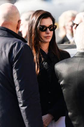 Valentino’s funeral arrivals ROME, ITALY - JANUARY 23: Anne Hathaway attends the fashion designer Valentino garavani’s funeral, held at the Basilique Santa Maria degli Angeli, on January 23, 2026 in Rome, Italy. Photo by Marco Piovanotto Abacapress.com  Copyright: xPiovanottoxMarco ABACAx