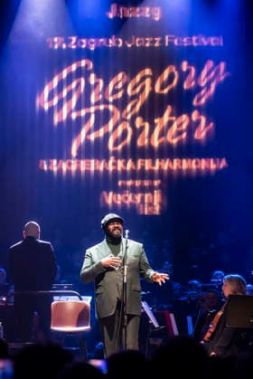 Croatia, Zagreb, 230126. Trg Stjepana Radica. Gregory Porter and the Zagreb Philharmonic Orchestra, as part of the 17th JazzZg festival, held a concert at the Vatroslav Lisinski Concert Hall. In the photo: Gregory Porter. Photo: Darko Tomas CROPIX Copyright: xxDarkoxTomasx porter27-230126