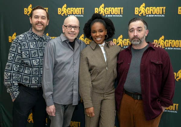 January 23, 2026, New York, Ny, United States: Danny Mefford, David Schmoll, Amber Ruffin and Kevin Sciretta attend the new Off-Broadway musical Bigfoot! . Held at the Manhattan Theatre Club Rehearsal Studios in New York. Zuma Press January 23, 2026. New York United States - ZUMAp281 20260123_zea_p281_033 Copyright: xPhotoxImagexPressx