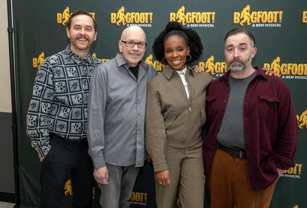 January 23, 2026, New York, Ny, United States: Danny Mefford, David Schmoll, Amber Ruffin and Kevin Sciretta attend the new Off-Broadway musical Bigfoot! . Held at the Manhattan Theatre Club Rehearsal Studios in New York. Zuma Press January 23, 2026. New York United States - ZUMAp281 20260123_zea_p281_035 Copyright: xPhotoxImagexPressx
