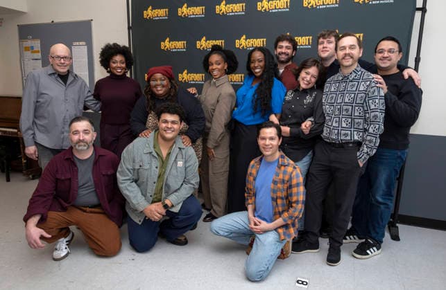 January 23, 2026, New York, Ny, United States: David Schmoll, Kevin Sciretta, Kala Ross, Jade Jones, Jake Letts, Crystal Lucas-Perry, Mike Millan, Jason Tam, Amber Ruffin, Katerina McCrimmon, Grey Henson and Danny Mefford attend the new Off-Broadway musical Bigfoot! . Held at the Manhattan Theatre Club Rehearsal Studios in New York. Zuma Press January 23, 2026. New York United States - ZUMAp281 20260123_zea_p281_039 Copyright: xPhotoxImagexPressx