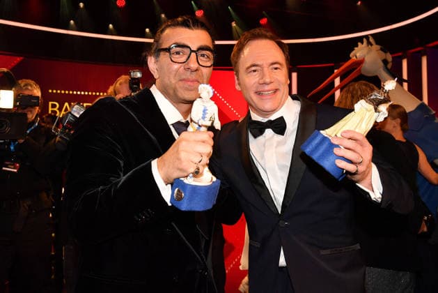 Award winners Fatih AkÄ±n and Michael Herbig pose on stage at the Bavarian Film Awards 2026 at Prinzregententheater on January 23, 2026 in Munich, Germany 47th Bavarian Film Awards Bayerischer Filmpreis in Munich, Germany