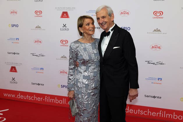 German Film Ball 2026 Uschi Glas and husband Dieter Hermann on the red carpet 50 German Film Ball 2026 on 24 01 2026 at the Hotel Bayerischer Hof in Munich Bavaria, Germany