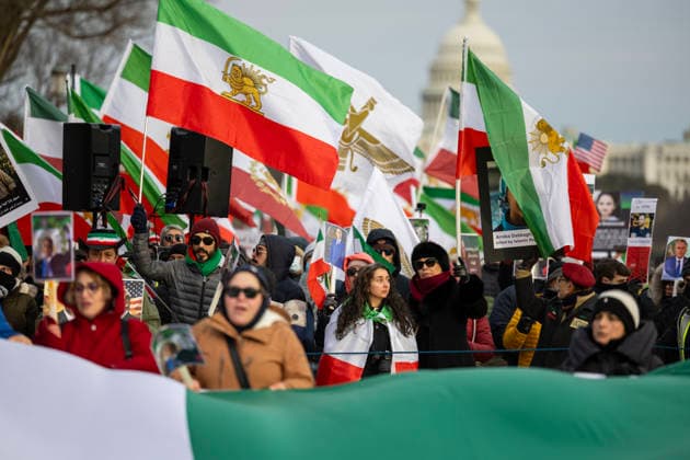 January 24, 2026, Washington, District Of Columbia, USA: Hundreds of Iranians gathered in front of the U.S. Capitol building in Washington, D.C., on Saturday, January 24, to protest against the Islamic Republic and the killing of thousands of Iranians inside the country. The demonstrators chanted pro-Pahlavi and antiÃ¢â‚¬Islamic Republic slogans and called for regime change in Iran, and then marched toward the Washington Monument. Washington USA - ZUMAkh2_ 20260124_znp_kh2_016 Copyright: xAlixKhalighx