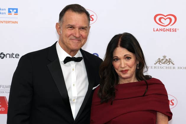German Film Ball 2026 Iris Berben German actress and voice actress with partner Heiko Kiesow on the red carpet 50 German Film Ball 2026 on 24 01 2026 at Hotel Bayerischer Hof in Munich Bavaria, Germany