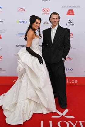 Carina Wild with male companion 50 German Film Ball, Red Carpet, on 24 01 2026 at the H o t e l B a y e r i s c h o f, M u e n c h e n