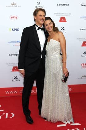 German Film Ball 2026 Jessica Schwarz German actress with husband Louis Freytag Beckmann on the red carpet 50 German Film Ball 2026 on 24 01 2026 at Hotel Bayerischer Hof in Munich Bavaria, Germany