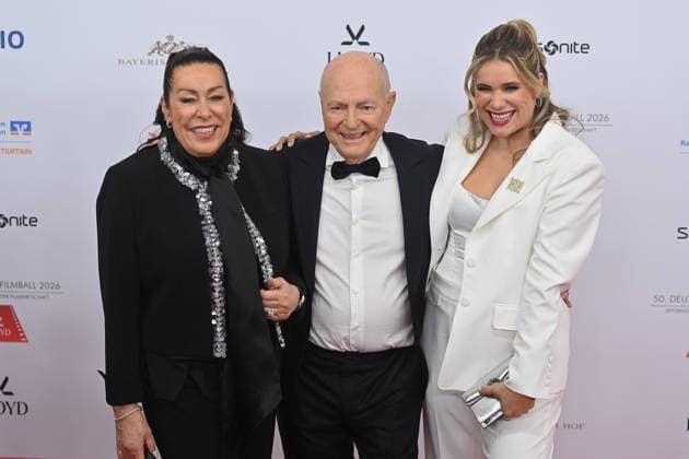 Mona Buckenmaier, Juergen Buckenmaier and Martina Buckenmaier 50 German Film Ball, Red Carpet, on 24 01 2026 at the H o t e l B a y e r i s c h e r H o f, M u e n c h e n