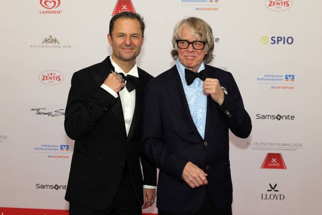 German Film Ball 2026 Philipp Hochmair and Helge Schneider on the red carpet 50 German Film Ball 2026 on 24 01 2026 at the Hotel Bayerischer Hof in Munich Bavaria, Germany