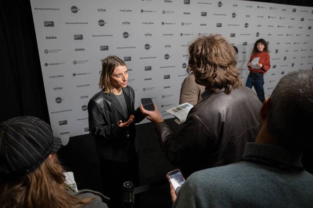January 25, 2026, Park City, Utah, USA: Sundance Film Festival 2026: JARIPEO Film Premiere: Producer SARAH STRUNIN, answers questions ahead of the premiere of the film Jaripeo. Park City USA - ZUMAi207 20260125_zsp_i207_071 Copyright: xAbramxImanx