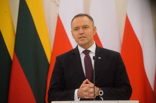 Polish President Nawrocki - Ukrainian President Zelenskyy - Lithuanian President Nauseda trilateral meeting in Vilnius VILNIUS, LITHUANIA - JANUARY 25: Polish President Karol Nawrocki attends joint press conference after trilateral meeting in Vilnius, Lithuania on January 25, 2026. Yauhen Yerchak Anadolu Vilnius Lithuania. Editorial use only. Please get in touch for any other usage.  Copyright: x2026xAnadoluxYauhenxYerchakx