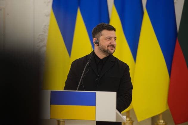 Polish President Nawrocki - Ukrainian President Zelenskyy - Lithuanian President Nauseda trilateral meeting in Vilnius VILNIUS, LITHUANIA - JANUARY 25: Ukrainian President Volodymyr Zelenskyy attends joint press conference after trilateral meeting in Vilnius, Lithuania on January 25, 2026. Yauhen Yerchak Anadolu Vilnius Lithuania. Editorial use only. Please get in touch for any other usage.  Copyright: x2026xAnadoluxYauhenxYerchakx
