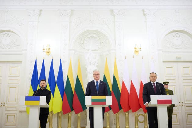 Zelenskyy visits Lithuania Volodymyr Zelenskyy President of Ukraine, Gitanas NausÄ—da President of Lithuania, Karol Nawrocki President of Poland Working Visit of the President and the First Lady of Ukraine to Lithuania to Take Part in Events Marking the Anniversary of the January Uprising. Vilnius, Lithuania on January 25, 2026 Vilnius Lithuania Copyright: xx