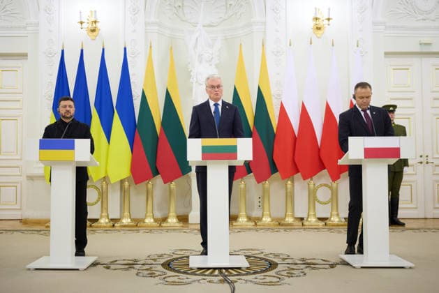 Zelenskyy visits Lithuania Volodymyr Zelenskyy President of Ukraine, Gitanas NausÄ—da President of Lithuania, Karol Nawrocki President of Poland Working Visit of the President and the First Lady of Ukraine to Lithuania to Take Part in Events Marking the Anniversary of the January Uprising. Vilnius, Lithuania on January 25, 2026 Vilnius Lithuania Copyright: xx