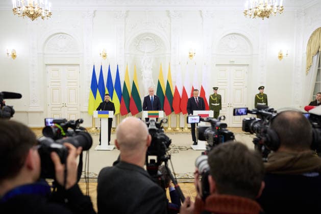Zelenskyy visits Lithuania Volodymyr Zelenskyy President of Ukraine, Gitanas NausÄ—da President of Lithuania, Karol Nawrocki President of Poland Working Visit of the President and the First Lady of Ukraine to Lithuania to Take Part in Events Marking the Anniversary of the January Uprising. Vilnius, Lithuania on January 25, 2026 Vilnius Lithuania Copyright: xx
