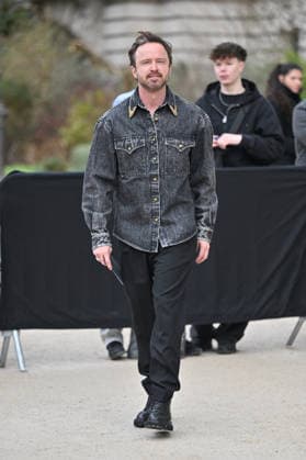 PFW Haute Couture Schiaparelli Outside Arrivals Aaron Paul arriving at the Schiaparelli show during Paris Fashion Week Haute Couture in Paris, France on January 26, 2026. Photo by Julien Reynaud APS-Medias ABACAPRESS.COM Paris France  Copyright: xReynaudxJulien APS-Medias ABACAx