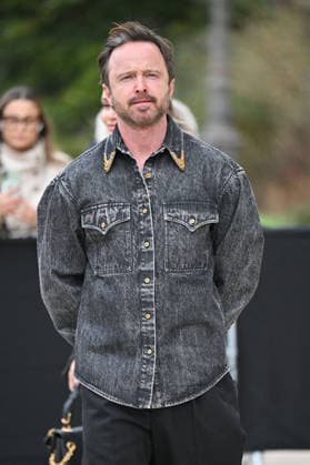 PFW Haute Couture Schiaparelli Outside Arrivals Aaron Paul arriving at the Schiaparelli show during Paris Fashion Week Haute Couture in Paris, France on January 26, 2026. Photo by Julien Reynaud APS-Medias ABACAPRESS.COM Paris France  Copyright: xReynaudxJulien APS-Medias ABACAx