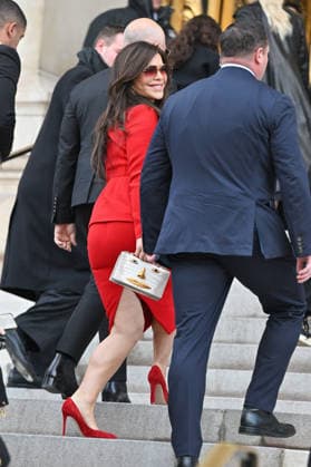 PFW Haute Couture Schiaparelli Outside Arrivals Lauren Sanchez Bezos, Jeff Bezos arriving at the Schiaparelli show during Paris Fashion Week Haute Couture in Paris, France on January 26, 2026. Photo by Julien Reynaud APS-Medias ABACAPRESS.COM Paris France  Copyright: xReynaudxJulien APS-Medias ABACAx