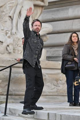 PFW Haute Couture Schiaparelli Outside Arrivals Aaron Paul arriving at the Schiaparelli show during Paris Fashion Week Haute Couture in Paris, France on January 26, 2026. Photo by Julien Reynaud APS-Medias ABACAPRESS.COM Paris France  Copyright: xReynaudxJulien APS-Medias ABACAx
