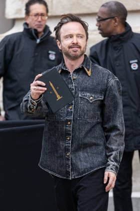 PFW Haute Couture Schiaparelli Outside Arrivals NB Aaron Paul arriving at the Schiaparelli show during Paris Fashion Week Haute Couture on January 26, 2026 in Paris, France. Photo by Nasser Berzane ABACAPRESS.COM Paris France  Copyright: xBerzanexNasser ABACAx