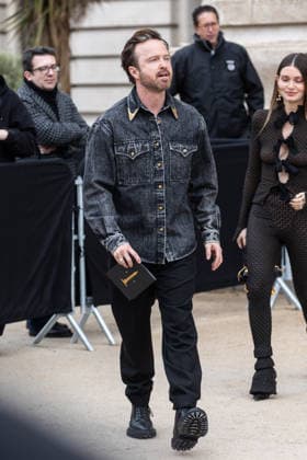 PFW Haute Couture Schiaparelli Outside Arrivals NB Aaron Paul, Lauren Parsekian arriving at the Schiaparelli show during Paris Fashion Week Haute Couture on January 26, 2026 in Paris, France. Photo by Nasser Berzane ABACAPRESS.COM Paris France  Copyright: xBerzanexNasser ABACAx