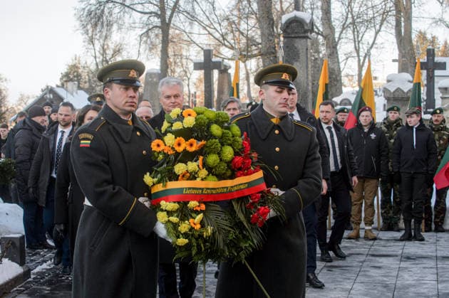 January 25, 2026, Vilnius, Lithuania: Lithuania s President Gitanas Nauseda seen taking parts in the commemoration of the 1863 uprising at the Old Rasai Cemetery. Polish President Karol Nawrocki, Ukrainian President Volodymyr Zelenskyy, and Lithuanian President Gitanas Nauseda met in Vilnius on Sunday to mark the 163rd anniversary of the January Uprising. The leaders, accompanied by the First Ladies, took part in commemorative events including a solemn Mass at Vilnius Cathedral and wreath-laying ceremonies at the Old Rasai Cemetery, honoring the 1863 1864 uprising against the Russian Empire...Within the Lublin Triangle framework, the presidents also discussed regional security, military cooperation, and developments related to Russia™ - ZUMAs197 20260125_aaa_s197_529 Copyright: xYauhenxYerchakx