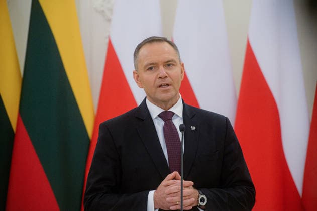 January 25, 2026, Vilnius, Lithuania: Polish President Karol Nawrocki seen talking during the joint press-conference with Ukrainian President Volodymyr Zelenskyy and Lithuanian President Gitanas Nauseda in the Presidential Palace. Polish President Karol Nawrocki, Ukrainian President Volodymyr Zelenskyy, and Lithuanian President Gitanas Nauseda met in Vilnius on Sunday to mark the 163rd anniversary of the January Uprising. The leaders, accompanied by the First Ladies, took part in commemorative events including a solemn Mass at Vilnius Cathedral and wreath-laying ceremonies at the Old Rasai Cemetery, honoring the 1863 1864 uprising against the Russian Empire...Within the Lublin Triangle framework, the presidents also discussed regional se - ZUMAs197 20260125_aaa_s197_543 Copyright: xYauhenxYerchakx