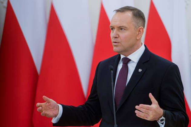 January 25, 2026, Vilnius, Lithuania: Polish President Karol Nawrocki seen talking during the joint press-conference with Ukrainian President Volodymyr Zelenskyy and Lithuanian President Gitanas Nauseda in the Presidential Palace. Polish President Karol Nawrocki, Ukrainian President Volodymyr Zelenskyy, and Lithuanian President Gitanas Nauseda met in Vilnius on Sunday to mark the 163rd anniversary of the January Uprising. The leaders, accompanied by the First Ladies, took part in commemorative events including a solemn Mass at Vilnius Cathedral and wreath-laying ceremonies at the Old Rasai Cemetery, honoring the 1863 1864 uprising against the Russian Empire...Within the Lublin Triangle framework, the presidents also discussed regional se - ZUMAs197 20260125_aaa_s197_544 Copyright: xYauhenxYerchakx