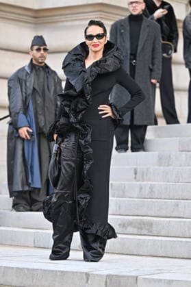 PFW Haute Couture Schiaparelli Outside Arrivals Farida Khelfa arriving at the Schiaparelli show during Paris Fashion Week Haute Couture in Paris, France on January 26, 2026. Photo by Julien Reynaud APS-Medias ABACAPRESS.COM Paris France  Copyright: xReynaudxJulien APS-Medias ABACAx