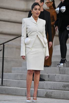 PFW Haute Couture Schiaparelli Outside Arrivals Leila Bekhti arriving at the Schiaparelli show during Paris Fashion Week Haute Couture in Paris, France on January 26, 2026. Photo by Julien Reynaud APS-Medias ABACAPRESS.COM Paris France  Copyright: xReynaudxJulien APS-Medias ABACAx