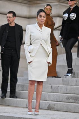 PFW Haute Couture Schiaparelli Outside Arrivals Leila Bekhti arriving at the Schiaparelli show during Paris Fashion Week Haute Couture in Paris, France on January 26, 2026. Photo by Julien Reynaud APS-Medias ABACAPRESS.COM Paris France  Copyright: xReynaudxJulien APS-Medias ABACAx