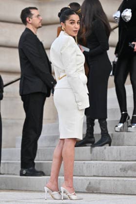PFW Haute Couture Schiaparelli Outside Arrivals Leila Bekhti arriving at the Schiaparelli show during Paris Fashion Week Haute Couture in Paris, France on January 26, 2026. Photo by Julien Reynaud APS-Medias ABACAPRESS.COM Paris France  Copyright: xReynaudxJulien APS-Medias ABACAx