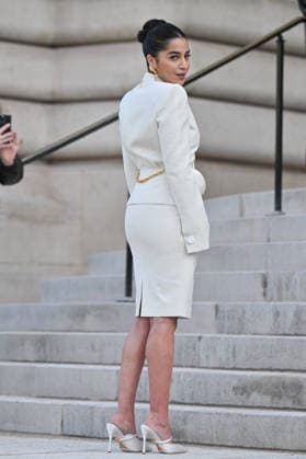 PFW Haute Couture Schiaparelli Outside Arrivals Leila Bekhti arriving at the Schiaparelli show during Paris Fashion Week Haute Couture in Paris, France on January 26, 2026. Photo by Julien Reynaud APS-Medias ABACAPRESS.COM Paris France  Copyright: xReynaudxJulien APS-Medias ABACAx