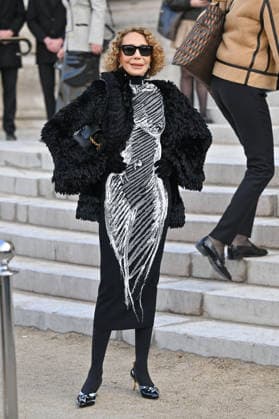 PFW Haute Couture Schiaparelli Outside Arrivals Marisa Berenson arriving at the Schiaparelli show during Paris Fashion Week Haute Couture in Paris, France on January 26, 2026. Photo by Julien Reynaud APS-Medias ABACAPRESS.COM Paris France  Copyright: xReynaudxJulien APS-Medias ABACAx