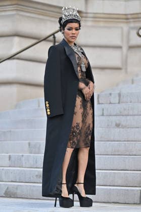 PFW Haute Couture Schiaparelli Outside Arrivals Teyana Taylor arriving at the Schiaparelli show during Paris Fashion Week Haute Couture in Paris, France on January 26, 2026. Photo by Julien Reynaud APS-Medias ABACAPRESS.COM Paris France  Copyright: xReynaudxJulien APS-Medias ABACAx