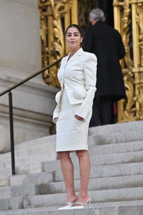PFW Haute Couture Schiaparelli Outside Arrivals Leila Bekhti arriving at the Schiaparelli show during Paris Fashion Week Haute Couture in Paris, France on January 26, 2026. Photo by Julien Reynaud APS-Medias ABACAPRESS.COM Paris France  Copyright: xReynaudxJulien APS-Medias ABACAx