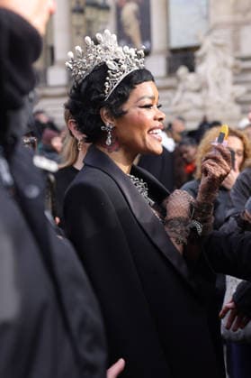 Celebrities attending the Schiaparelli Haute Couture Spring Summer 2026 show as part of Paris Fashion Week in Paris, France Featuring: Teyana Taylor Where: Paris, France When: 26 Jan 2026 Credit: Jasmine Aissaoui INSTARimages EDITORIAL USE ONLY. NOT FOR USE BY NEWSPAPERS BASED IN THE UK. Copyright: xx instar55413649