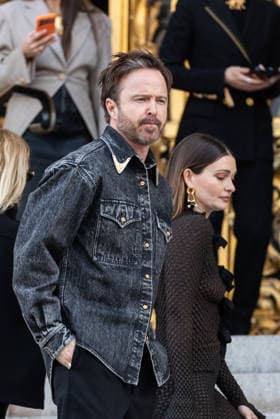 PFW Haute Couture Schiaparelli Outside Arrivals NB Aaron Paul, Lauren Parsekian arriving at the Schiaparelli show during Paris Fashion Week Haute Couture on January 26, 2026 in Paris, France. Photo by Nasser Berzane ABACAPRESS.COM Paris France  Copyright: xBerzanexNasser ABACAx