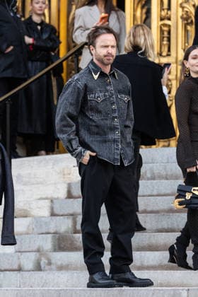 PFW Haute Couture Schiaparelli Outside Arrivals NB Aaron Paul arriving at the Schiaparelli show during Paris Fashion Week Haute Couture on January 26, 2026 in Paris, France. Photo by Nasser Berzane ABACAPRESS.COM Paris France  Copyright: xBerzanexNasser ABACAx