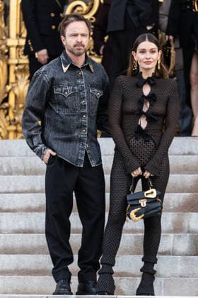 PFW Haute Couture Schiaparelli Outside Arrivals NB Aaron Paul, Lauren Parsekian arriving at the Schiaparelli show during Paris Fashion Week Haute Couture on January 26, 2026 in Paris, France. Photo by Nasser Berzane ABACAPRESS.COM Paris France  Copyright: xBerzanexNasser ABACAx
