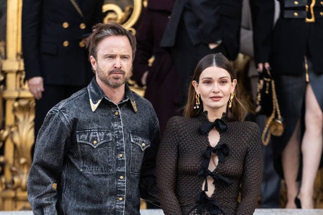PFW Haute Couture Schiaparelli Outside Arrivals NB Aaron Paul, Lauren Parsekian arriving at the Schiaparelli show during Paris Fashion Week Haute Couture on January 26, 2026 in Paris, France. Photo by Nasser Berzane ABACAPRESS.COM Paris France  Copyright: xBerzanexNasser ABACAx