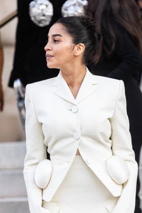 PFW Haute Couture Schiaparelli Outside Arrivals NB Leila Bekhti arriving at the Schiaparelli show during Paris Fashion Week Haute Couture on January 26, 2026 in Paris, France. Photo by Nasser Berzane ABACAPRESS.COM Paris France  Copyright: xBerzanexNasser ABACAx
