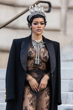 PFW Haute Couture Schiaparelli Outside Arrivals NB Teyana Taylor arriving at the Schiaparelli show during Paris Fashion Week Haute Couture on January 26, 2026 in Paris, France. Photo by Nasser Berzane ABACAPRESS.COM Paris France  Copyright: xBerzanexNasser ABACAx