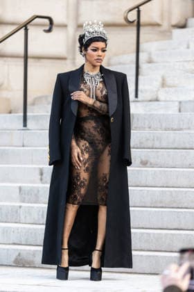 PFW Haute Couture Schiaparelli Outside Arrivals NB Teyana Taylor arriving at the Schiaparelli show during Paris Fashion Week Haute Couture on January 26, 2026 in Paris, France. Photo by Nasser Berzane ABACAPRESS.COM Paris France  Copyright: xBerzanexNasser ABACAx