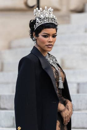 PFW Haute Couture Schiaparelli Outside Arrivals NB Teyana Taylor arriving at the Schiaparelli show during Paris Fashion Week Haute Couture on January 26, 2026 in Paris, France. Photo by Nasser Berzane ABACAPRESS.COM Paris France  Copyright: xBerzanexNasser ABACAx
