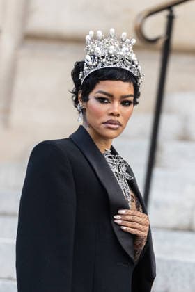 PFW Haute Couture Schiaparelli Outside Arrivals NB Teyana Taylor arriving at the Schiaparelli show during Paris Fashion Week Haute Couture on January 26, 2026 in Paris, France. Photo by Nasser Berzane ABACAPRESS.COM Paris France  Copyright: xBerzanexNasser ABACAx