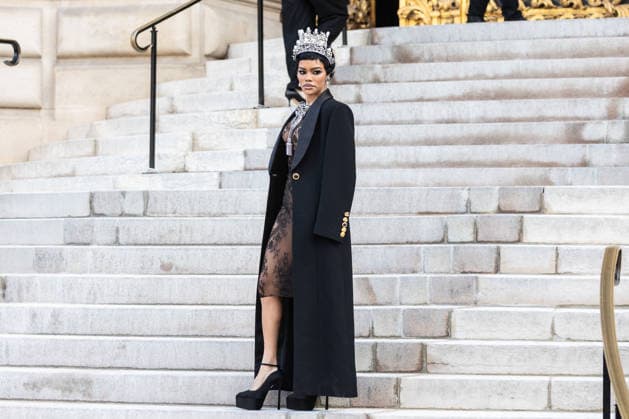 PFW Haute Couture Schiaparelli Outside Arrivals NB Teyana Taylor arriving at the Schiaparelli show during Paris Fashion Week Haute Couture on January 26, 2026 in Paris, France. Photo by Nasser Berzane ABACAPRESS.COM Paris France  Copyright: xBerzanexNasser ABACAx
